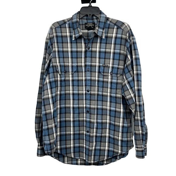 Ralph Lauren Polo Jeans Shirt Mens L Used Blue Plaid - Picture 1 of 13